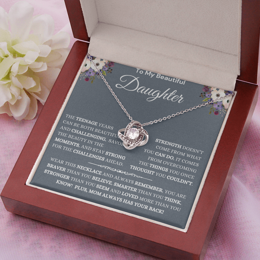 Gift For Daughter, Love Knot Necklace, 'Teen Age Years Difficult" 224tydd