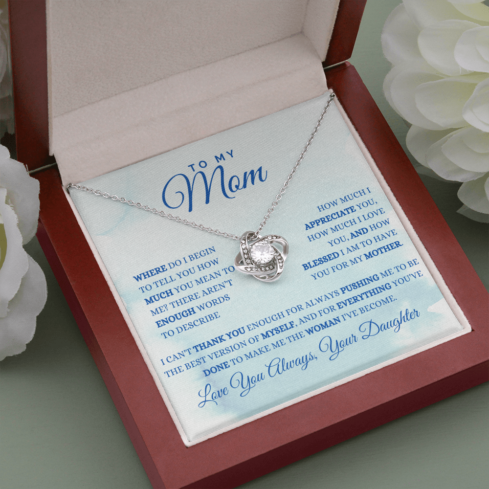 Gift for Mom| Birthday, Mother's Day Gift, Love Knot Necklace Jewelry w/ Custom Message Card, 316IBc