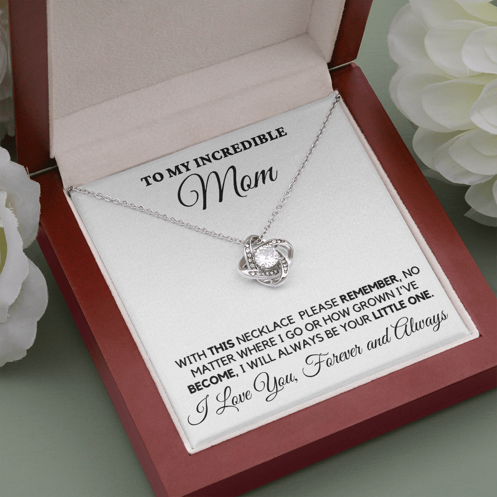 Gift for Mom| Mother's Day, Birthday Gift, Love Knot Necklace Jewelry w/ Custom Message Card, 418TN1