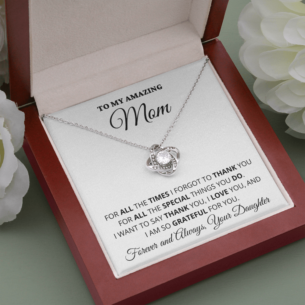 Gift for Mom| Mother's Day, Birthday Gift, Love Knot Necklace Jewelry w/ Custom Message Card, 418ATD