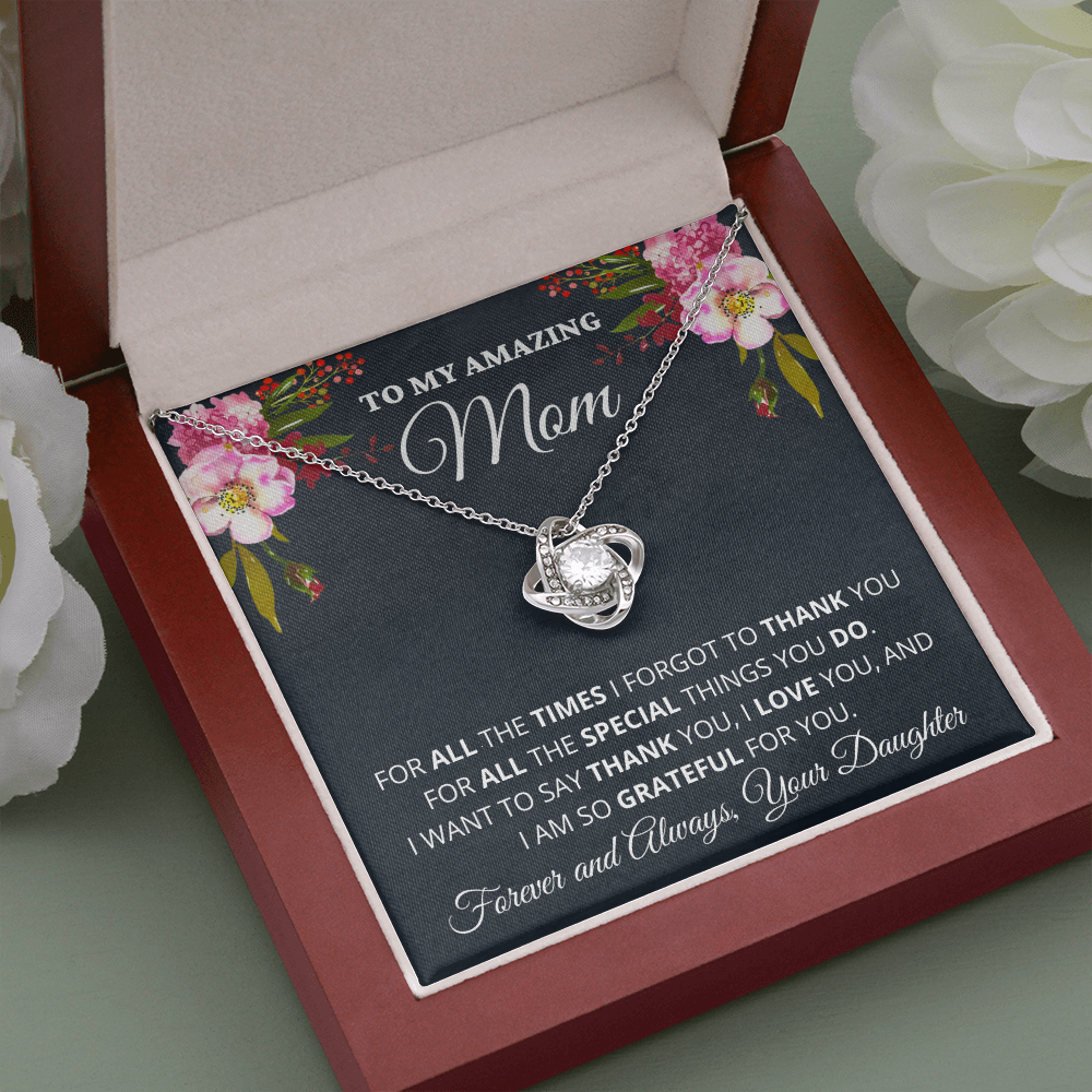 Gift for Mom| Mother's Day, Birthday Gift, Love Knot Necklace Jewelry w/ Custom Message Card, 424eATD