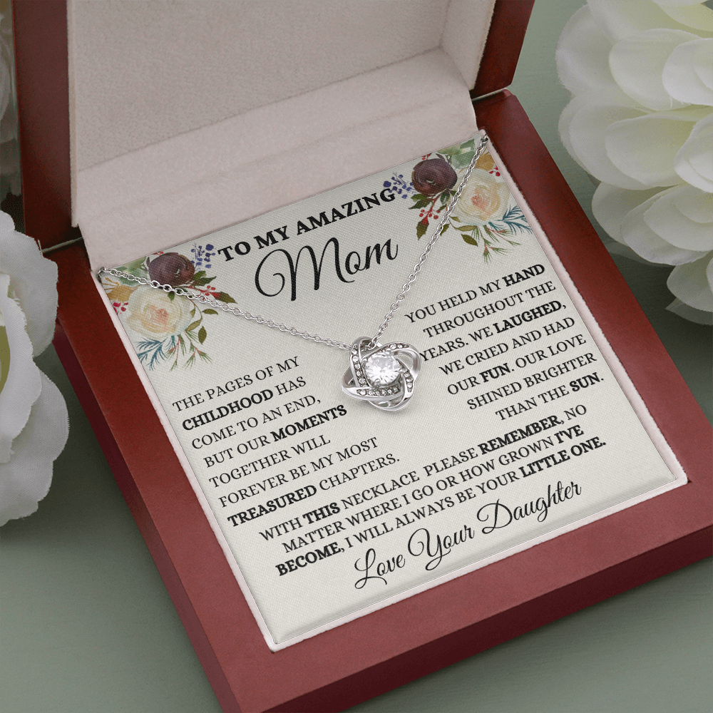 Gift for Mom| Mother's Day, Birthday Gift, Love Knot Necklace Jewelry w/ Custom Message Card,