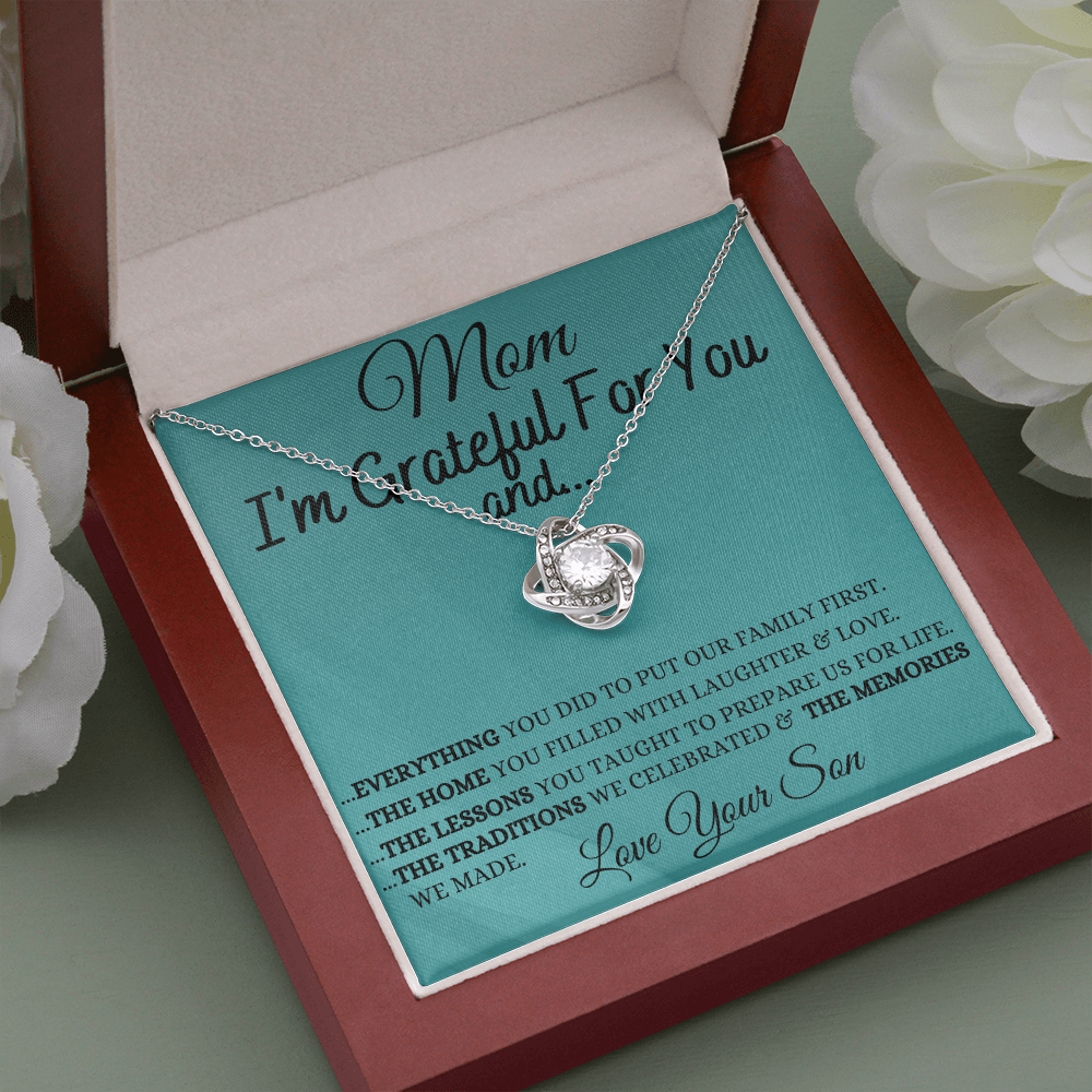 Gift for Mom| Mother's Day, Birthday Gift, Love Knot Necklace Jewelry w/ Custom Message Card, 424eGFS